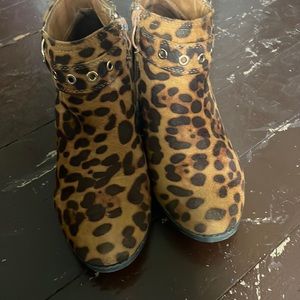 Cheetah print heeled boots